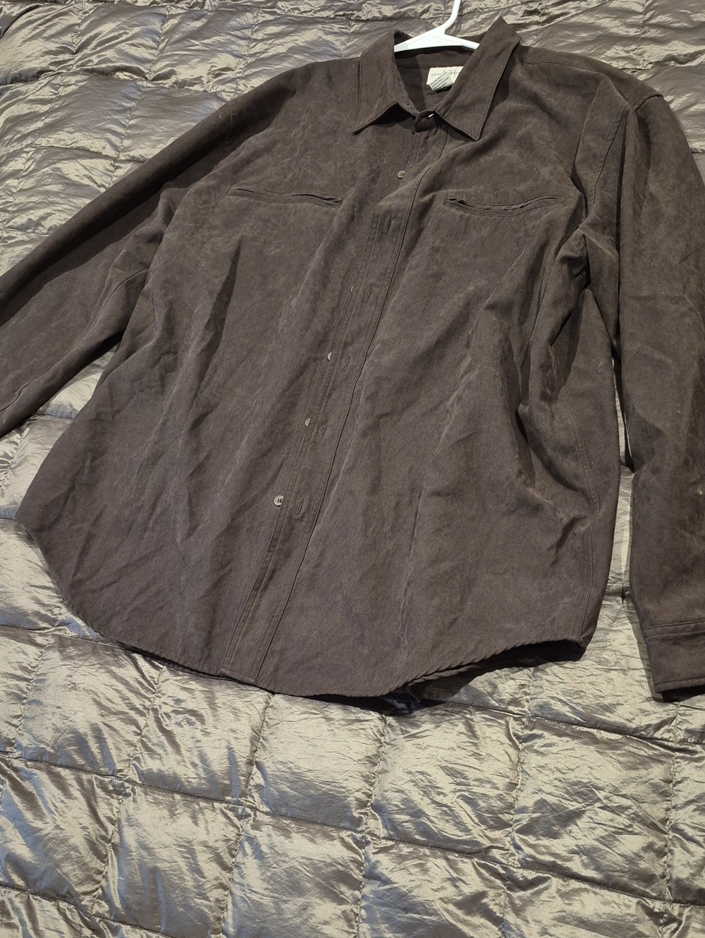 Men's Dark Brown Suede Like Shirt